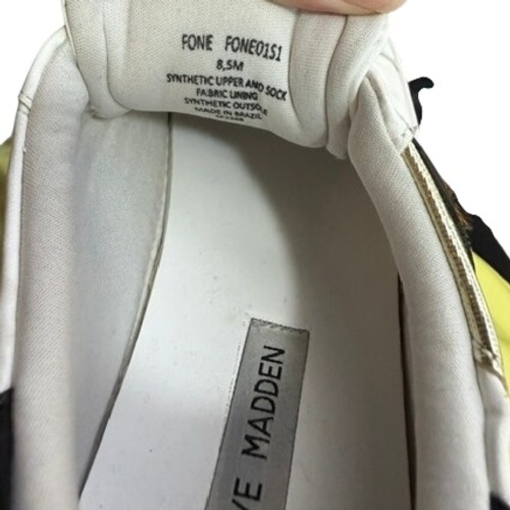 Steve Madden Fone White Leopard Print Gold Stripe Sneakers FONE01S1 Womens 8.5M